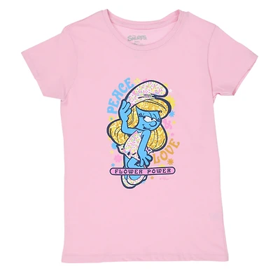 juniors smurfette 'flower power' graphic tee