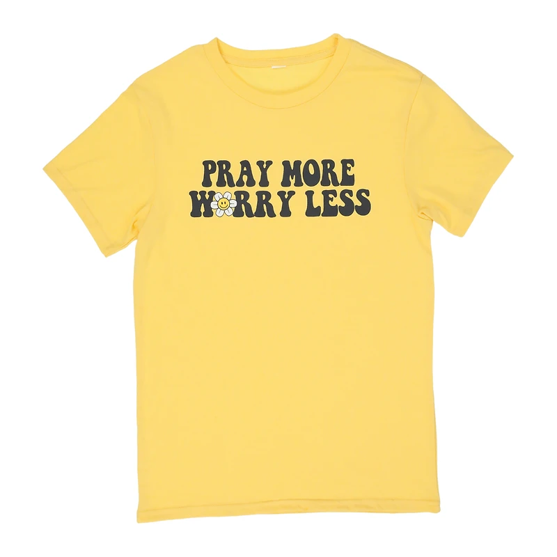 'pray more, worry less' graphic tee