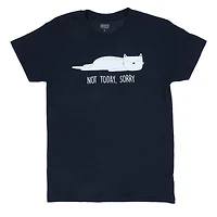 'not today. sorry' sleepy cat graphic tee