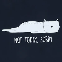 'not today. sorry' sleepy cat graphic tee