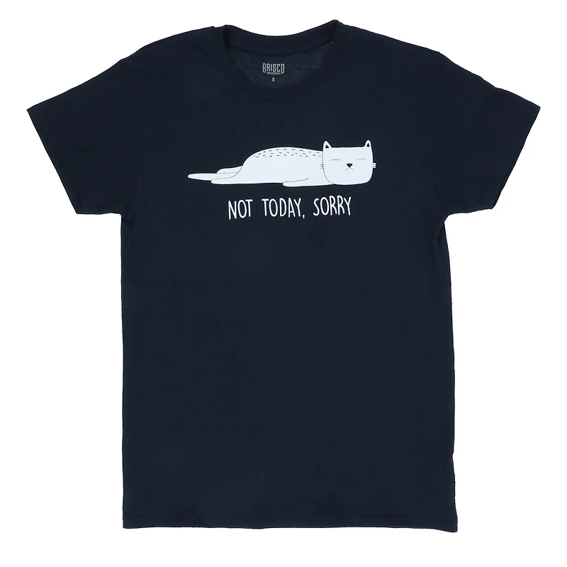 'not today. sorry' sleepy cat graphic tee