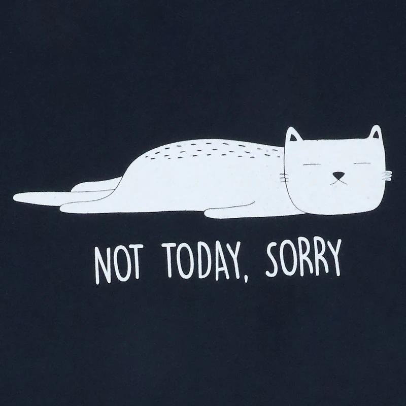 'not today. sorry' sleepy cat graphic tee