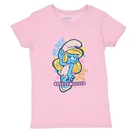 juniors smurfette 'flower power' graphic tee