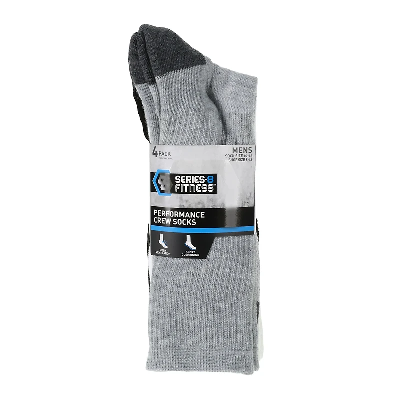 series-8 fitness™ mens performance crew socks 4-pack