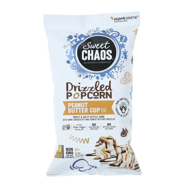 sweet chaos® drizzled popcorn peanut butter cup 5.5oz