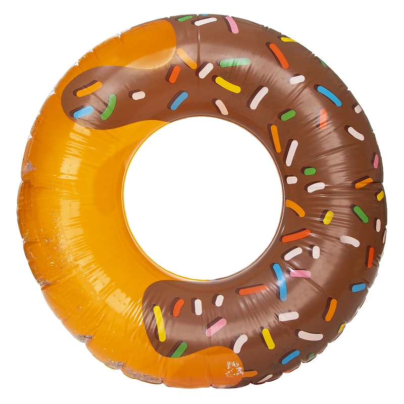 frosted donut inflatable inner tube pool float 40in - pink