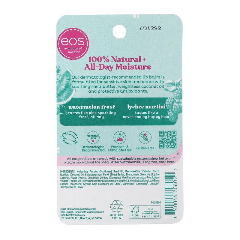 eos® watermelon frose & lychee martini lip balm 2-pack