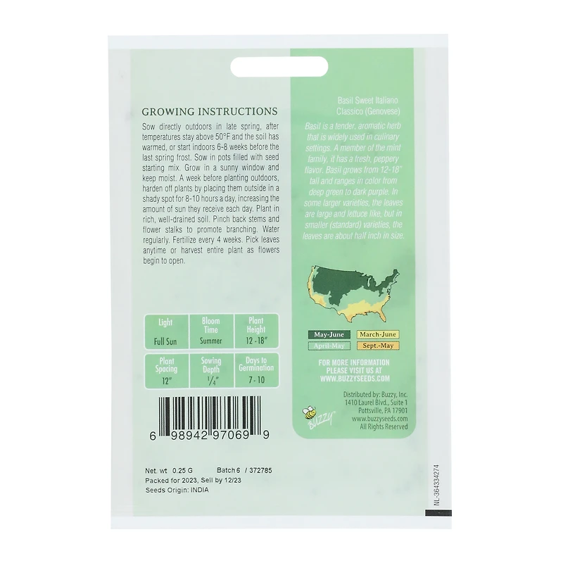 buzzy® non-GMO seed packet