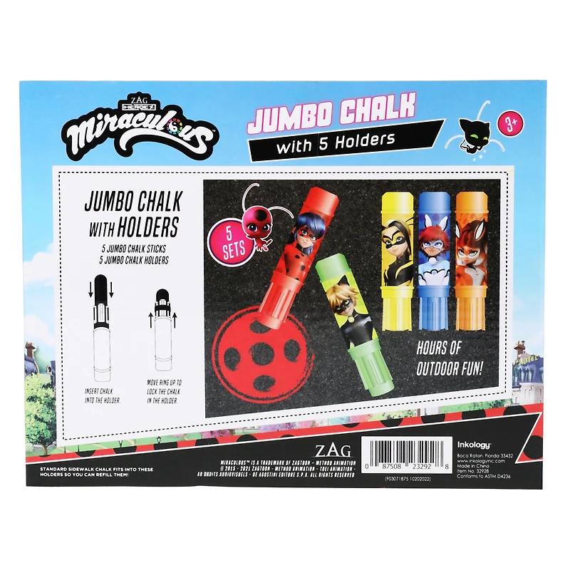 miraculous: tales of ladybug & cat noir™ jumbo chalk set with holders 10-piece