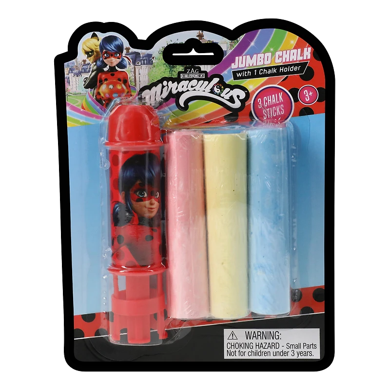 miraculous: tales of ladybug & cat noir™ jumbo chalk set with holder 4-piece