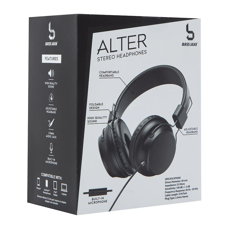 alter wired on-ear stereo headphones with mic