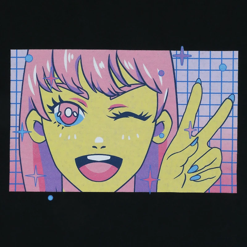 anime peace sign graphic tee