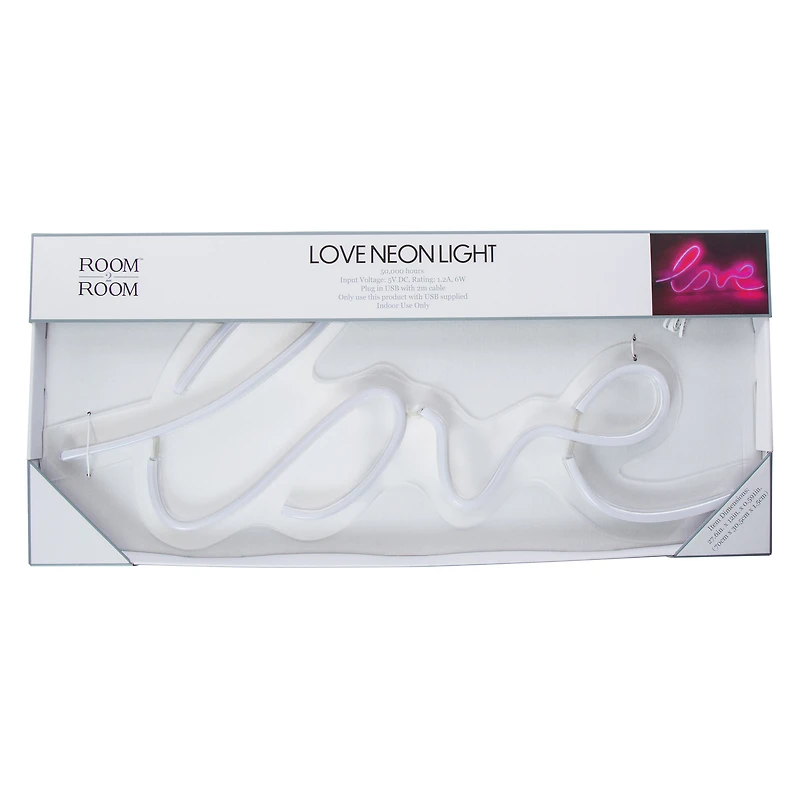 large 'love' script neon LED wall sign 27.5in