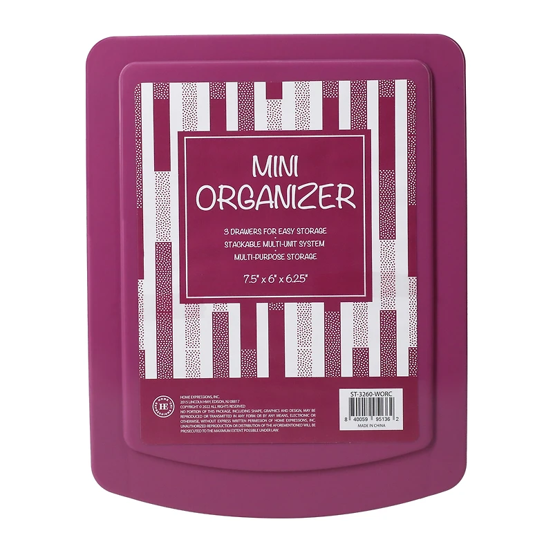 crystal cut 3-drawer mini organizer 7.5in