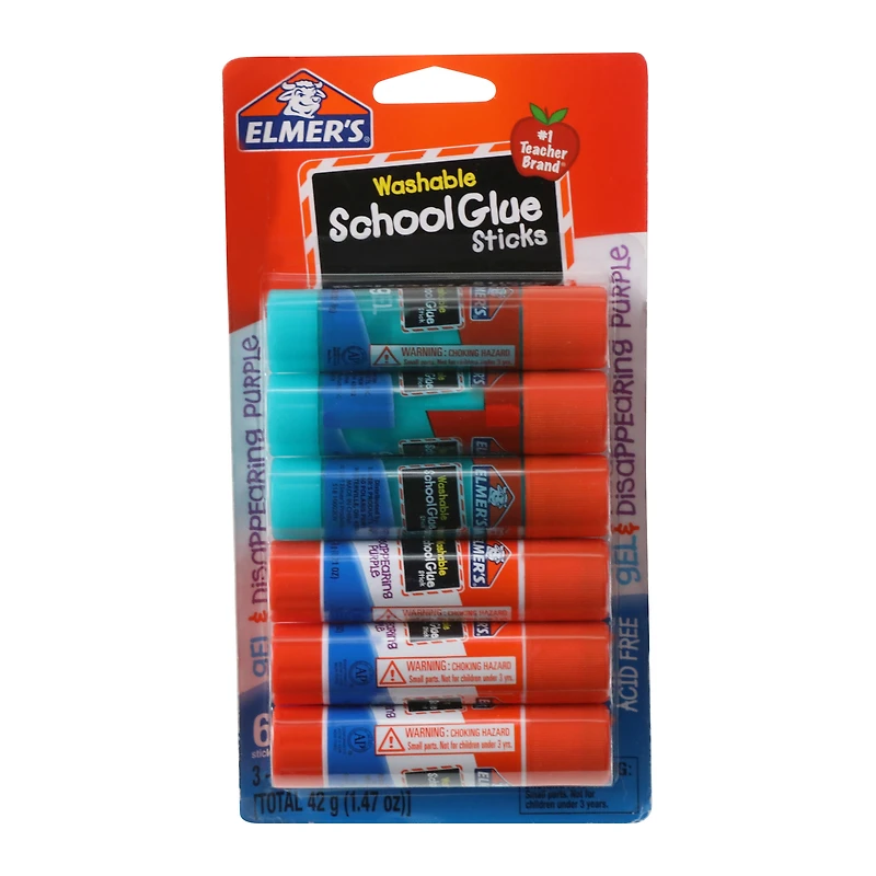 Elmer's® Washable School Glue Sticks Gel & Disappearing Purple 6-Count