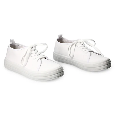 Ladies Black Tonal Lace-Up Sneakers