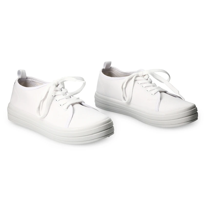 Ladies Black Tonal Lace-Up Sneakers