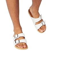 ladies pink double buckle sandals