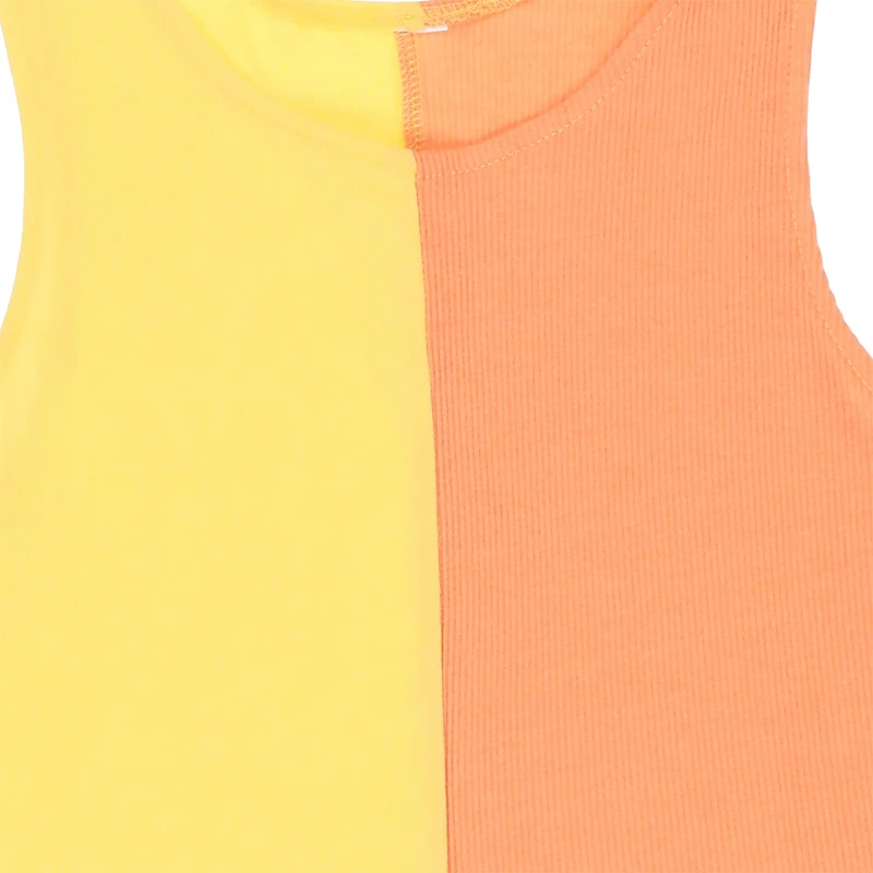 juniors yellow & orange split tank top