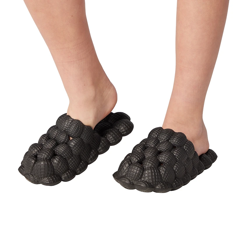 ladies black bubble clog slides