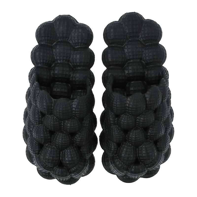 ladies black bubble clog slides