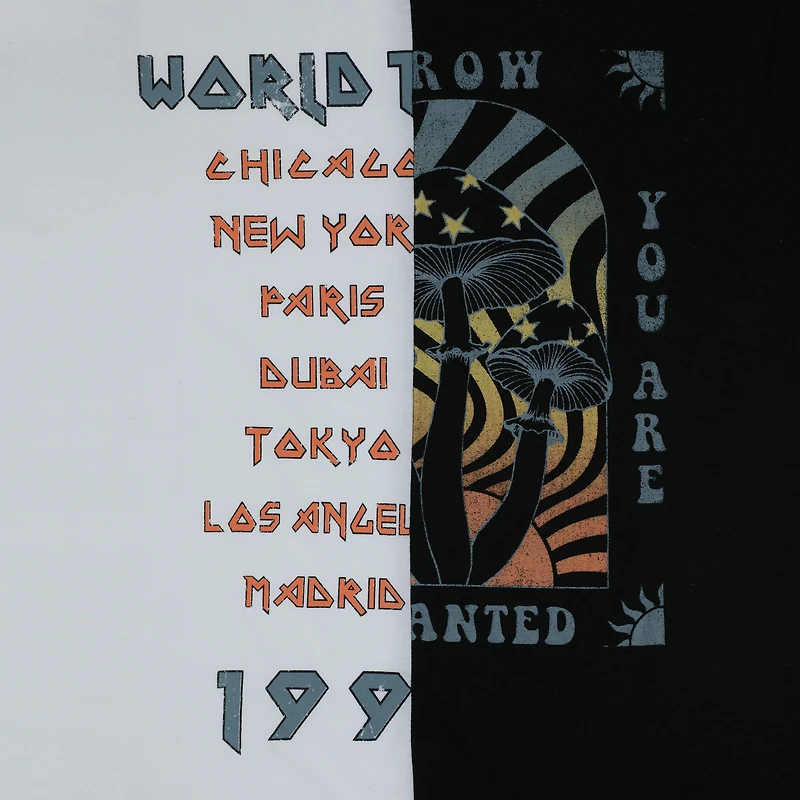 world tour & mushroom split graphic tee