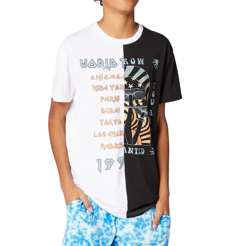 world tour & mushroom split graphic tee