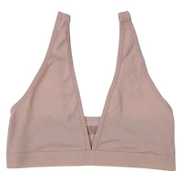 juniors tan ribbed v-neck bralette