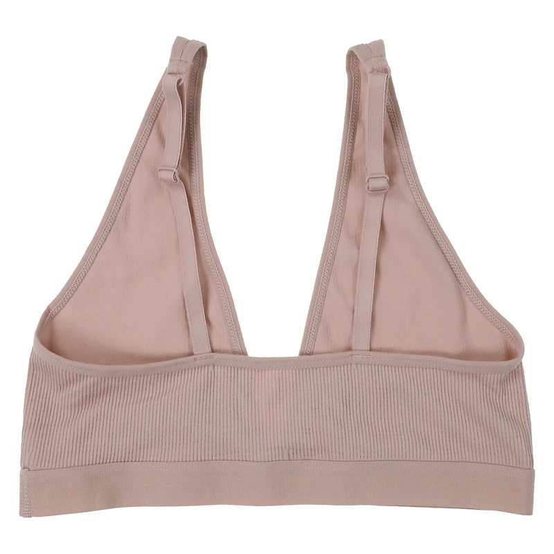 juniors tan ribbed v-neck bralette