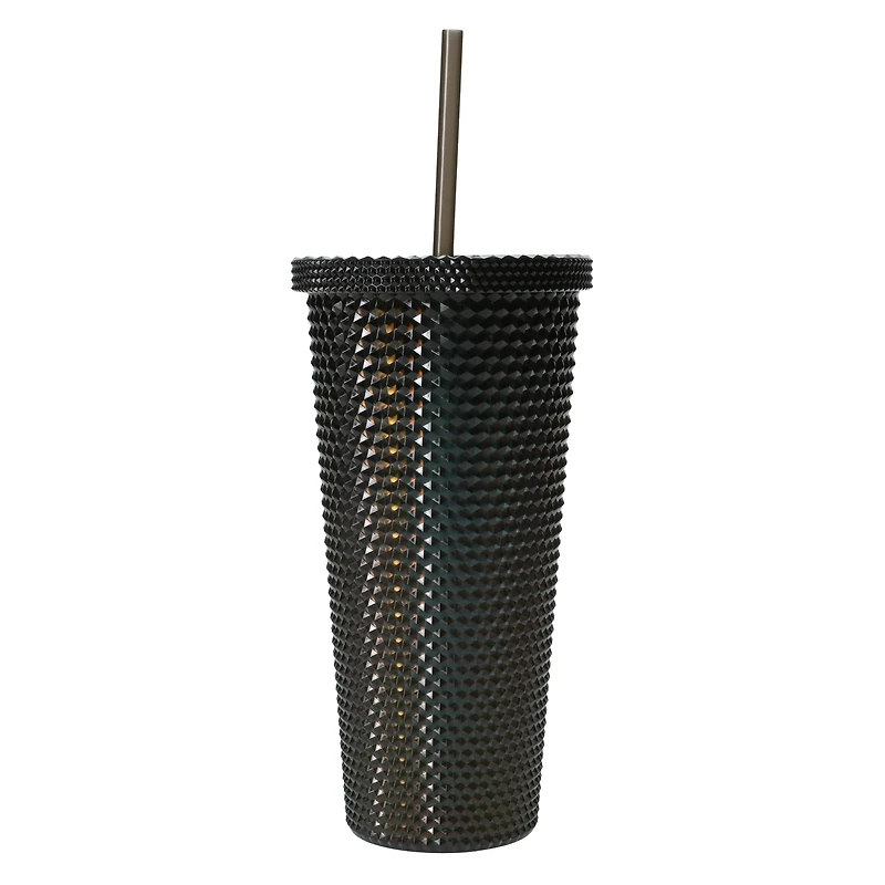 Iridescent Diamond Tumbler With Straw 24oz