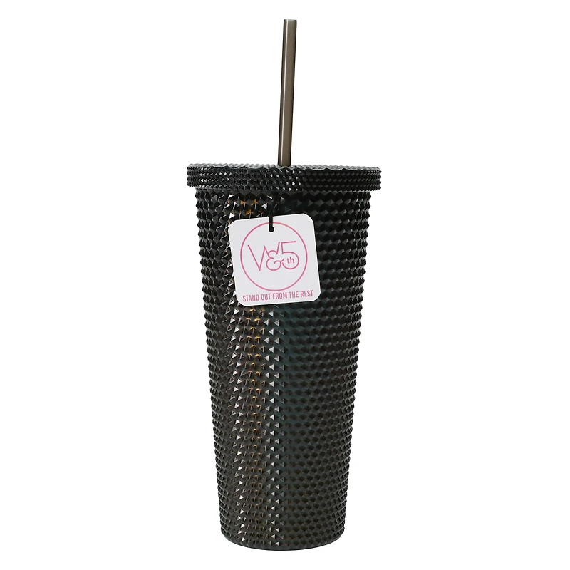 Iridescent Diamond Tumbler With Straw 24oz