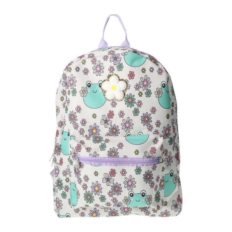 printed backpack with patch 16in