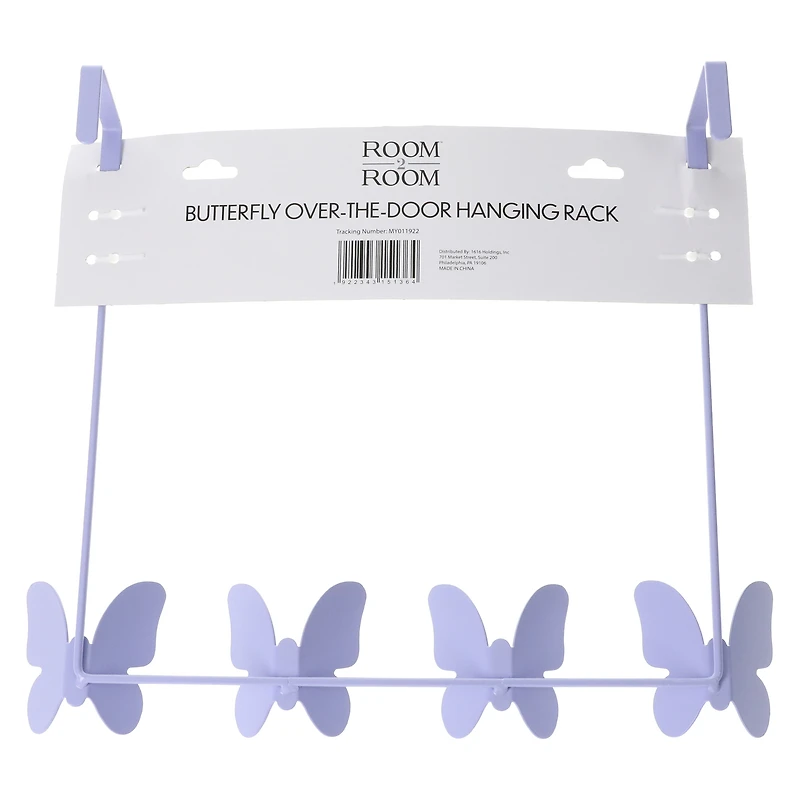 over-the-door hanging butterfly hook rack 13in x 12in