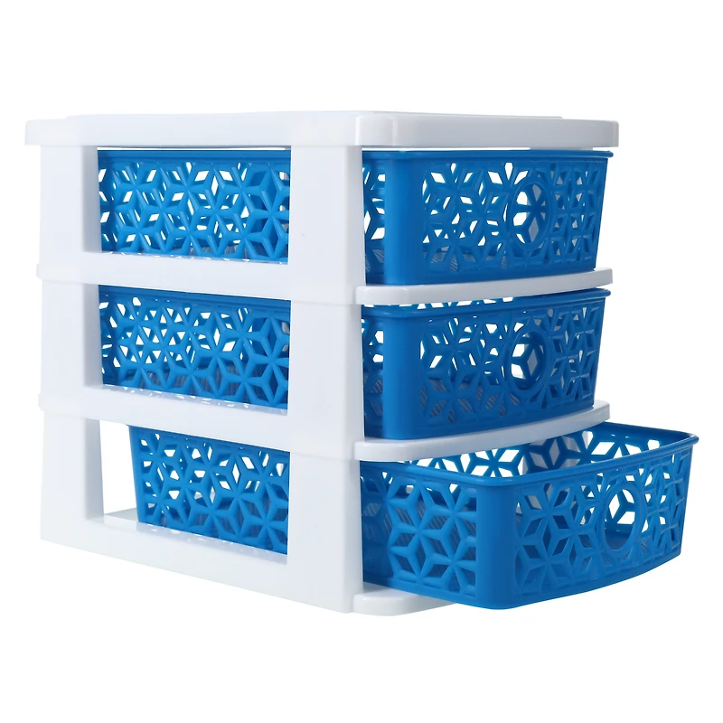 kaleidoscope weave 3-drawer mini organizer 7.5in x 6.2in