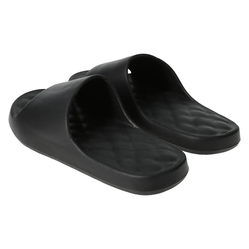 mens black quilt slide sandals