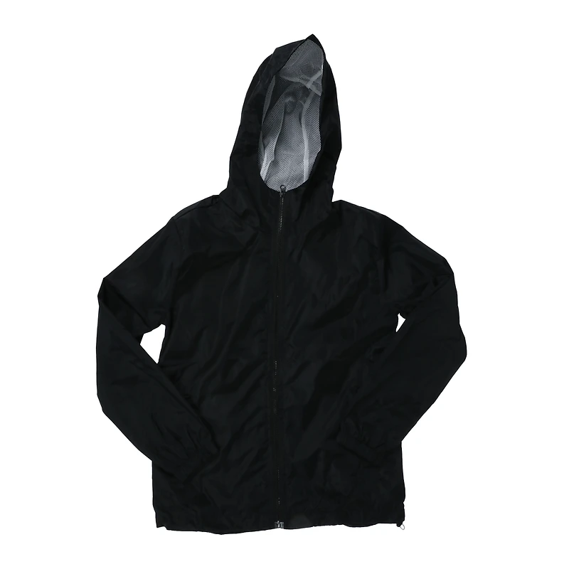young men's black windbreaker jacket