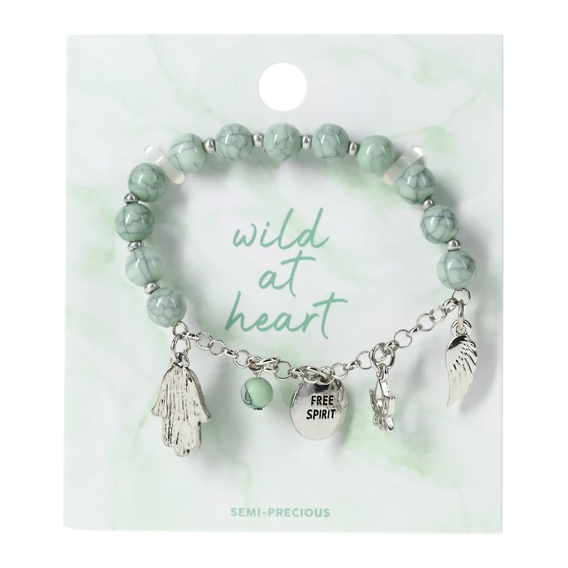semi-precious beaded charm bracelet