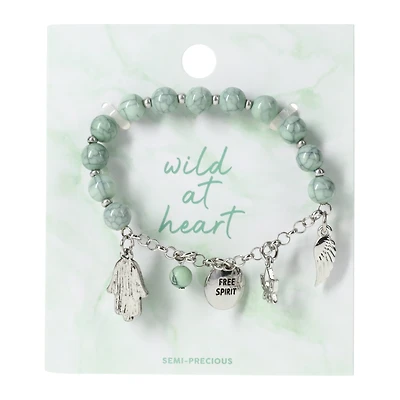 semi-precious beaded charm bracelet