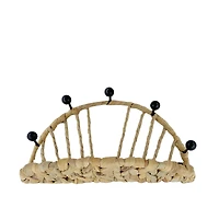 woven half circle wall shelf with 5 metal hooks 9.8in