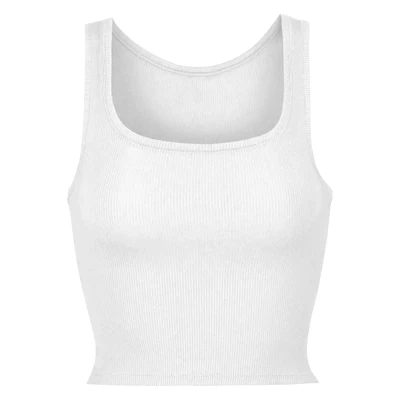 juniors white seamless square neck tank top