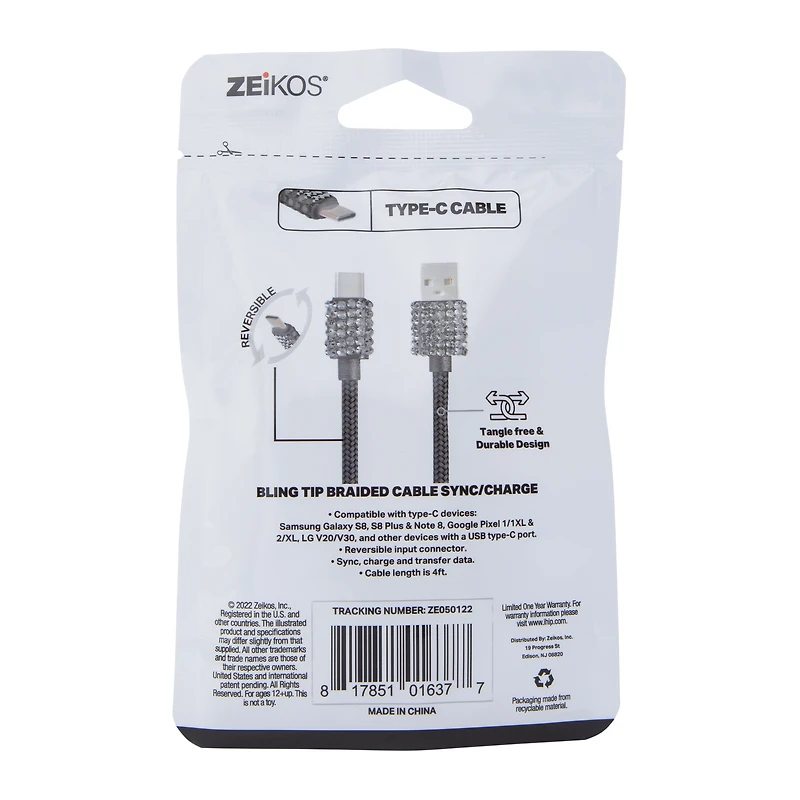 4ft Premium USB-C Bling Charging Cable