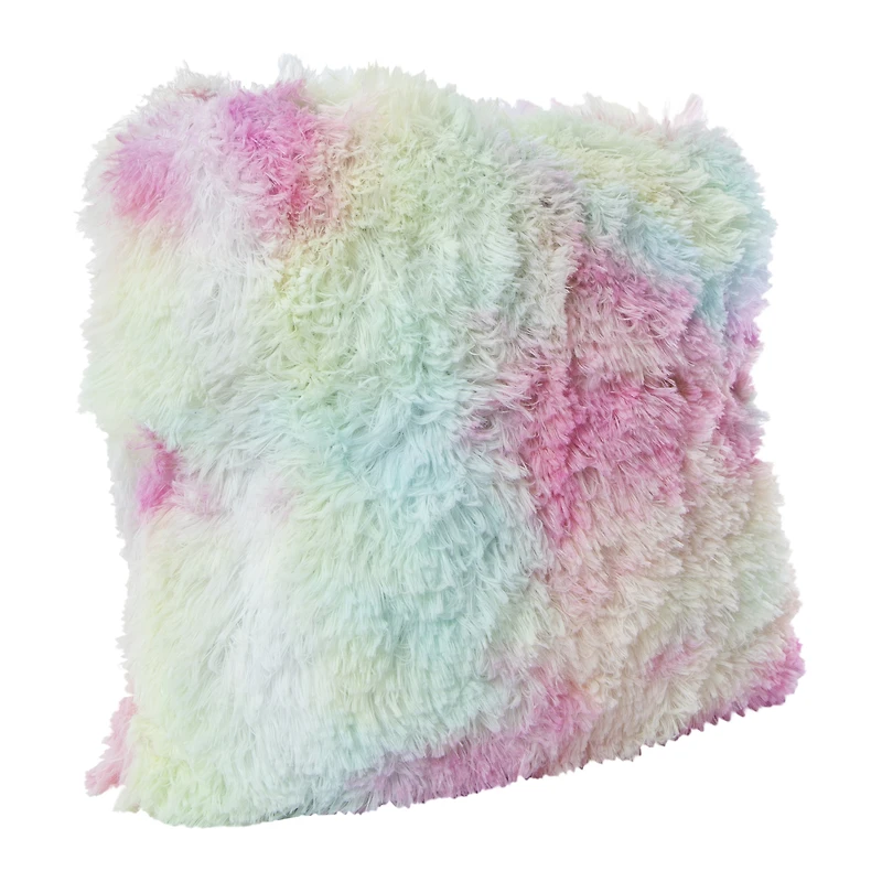 plush faux fur throw pillow 16in x 16in - rainbow