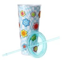 Y2K Print Tumbler With Reusable Straw 24oz