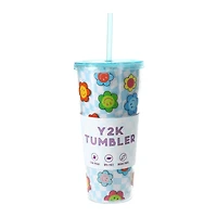 Y2K Print Tumbler With Reusable Straw 24oz