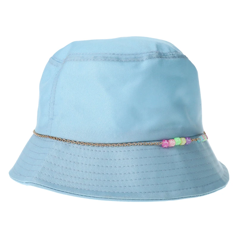 bucket hat with beaded trim