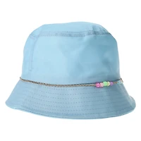 bucket hat with beaded trim