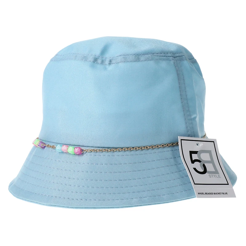 bucket hat with beaded trim