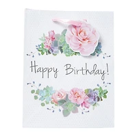 floral birthday gift bag 7in x 9in