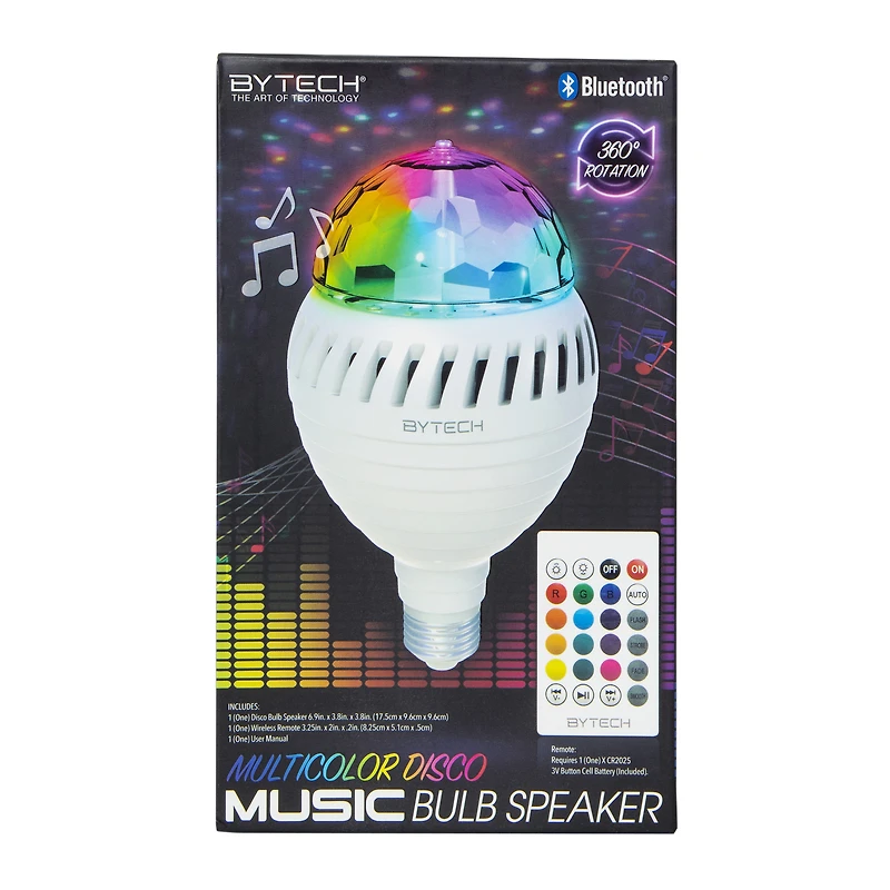 rotating disco LED light bulb bluetooth® speaker