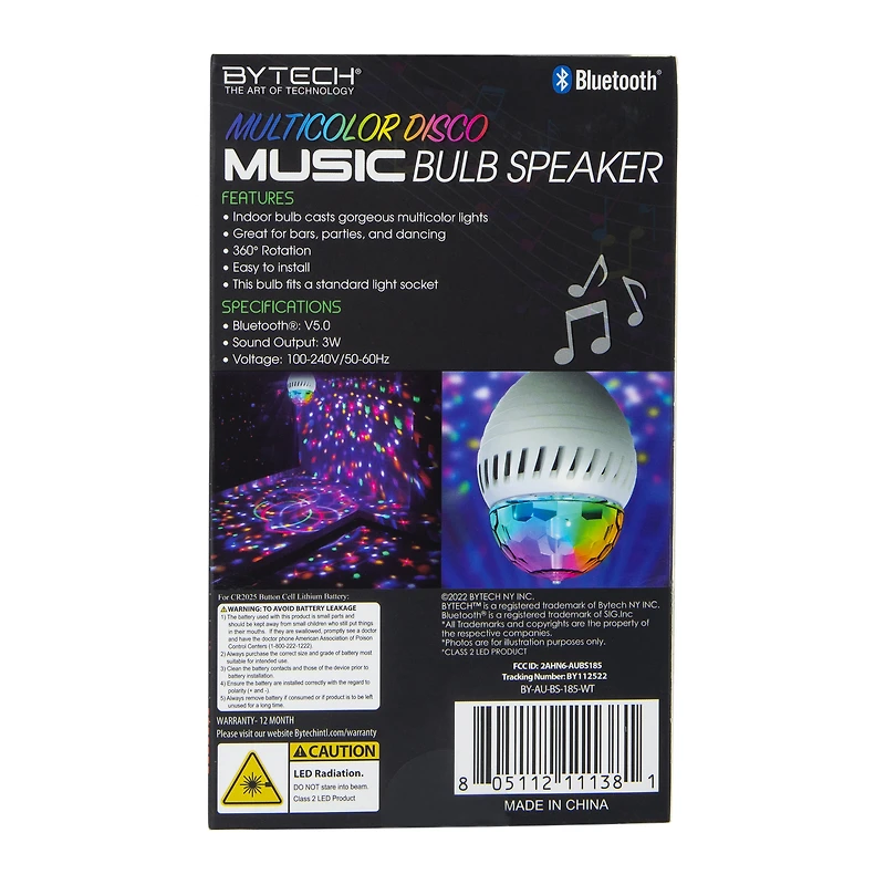 rotating disco LED light bulb bluetooth® speaker